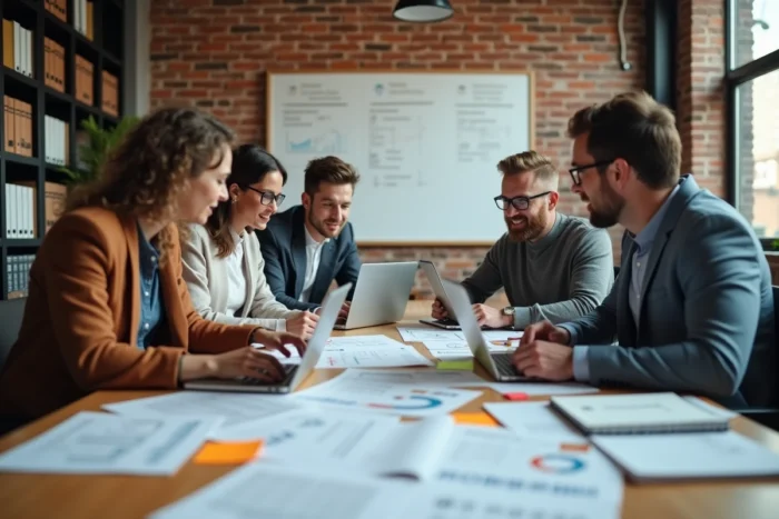Équipe professionnelle collaborant sur des services personnalisés pour booster la croissance d'une entreprise